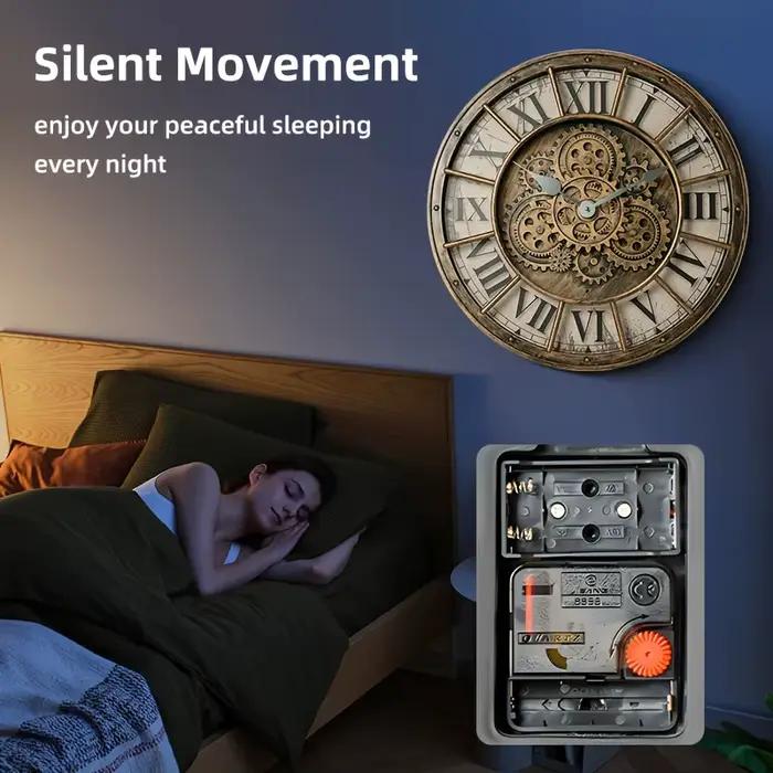 46 cm véritable engrenages mobiles horloge murale grand vapeur industrielle Punk chiffre romain