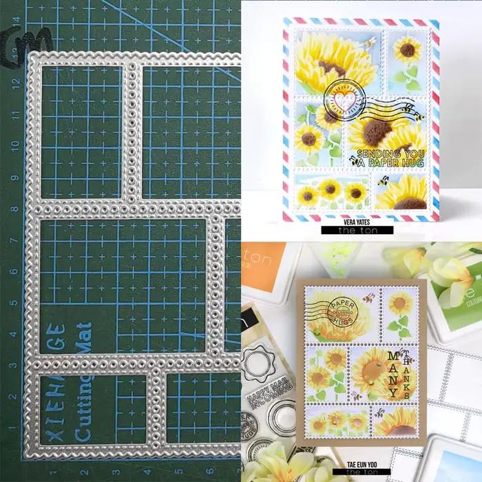 Décoration de cadre rectangulaire, matrices de découpe en métal, galets de bricolage, scrapbooking, gaufrage de cartes en papier, modèle d'artisanat décoratif d'album