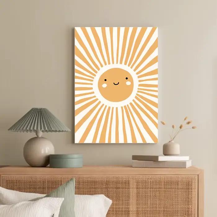 Affiche colorée arc-en-ciel, soleil, nuage, fleur, imprimés, Style Boho, toile d'art mural, peinture pour enfant, décoration de chambre d'enfant et de fille