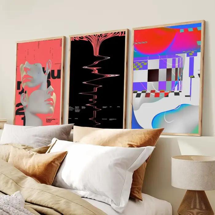 Affiche murale abstraite esthétique style romain, toile décorative tendance pour chambre, maison, café
