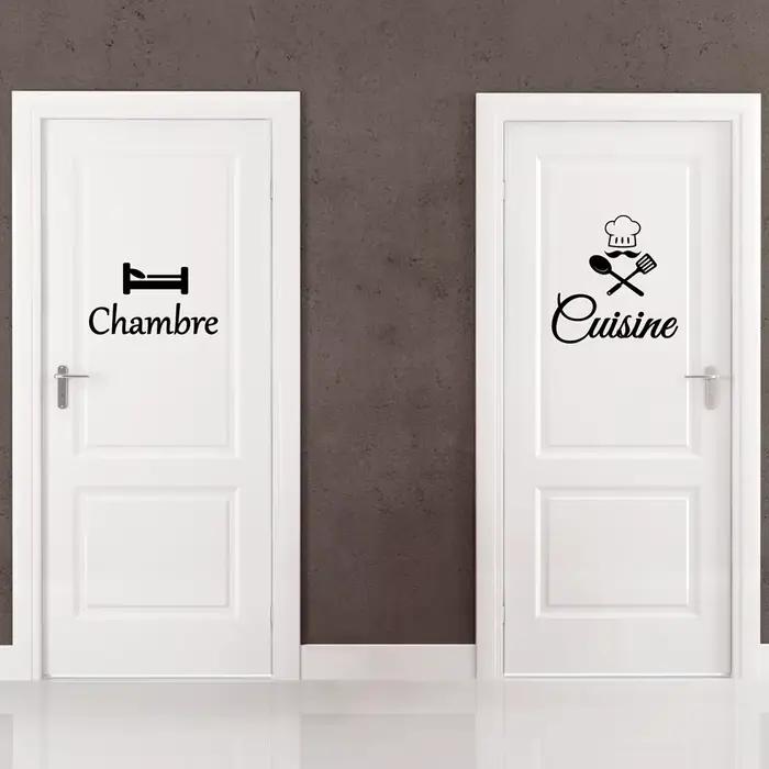 Autocollant de porte de Cuisine et de Chambre française