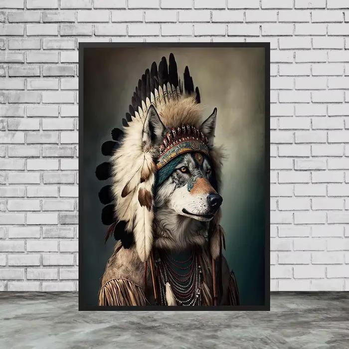 Toile d'art mural Vintage de la tribu du loup originale