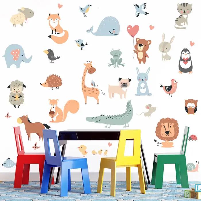 Autocollants muraux d'animaux de dessin animé
