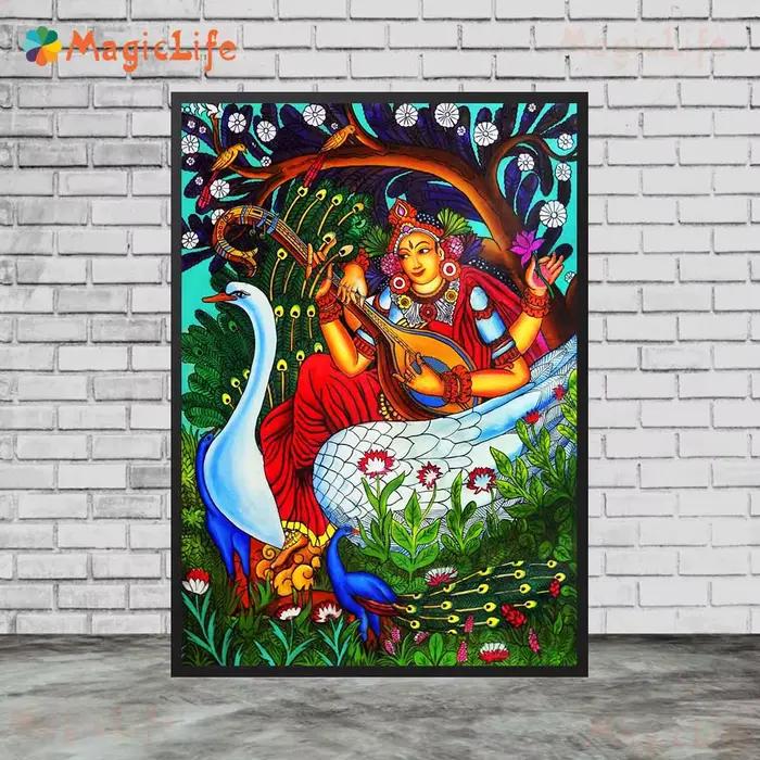 Affiche murale de danse de la déesse du SaraswSauMural Kathakali