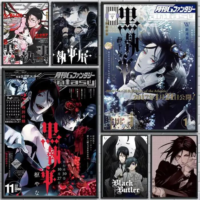 Affiche murale sur toile avec peinture et calligraphie Anime B-black Butler