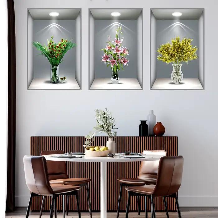 Affiches de triptyque en pot effet 3D