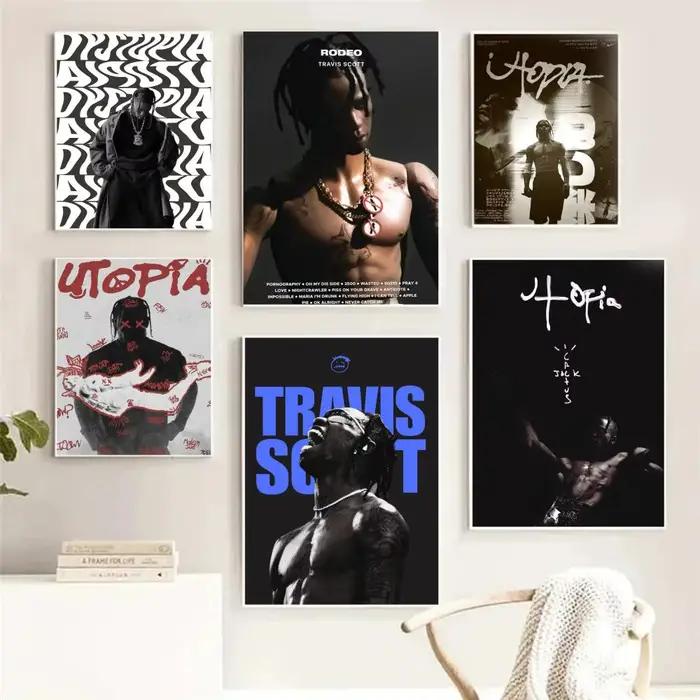 Affiche murale sur toile avec calligraphie du célèbre rappeur T-Travis Scott pour salon