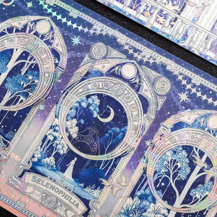 Autocollant 3D Paysage Étoilé Scintillant Kawaii Stardust Castle – Scène de Cabane DIY, Cadeau de Festival