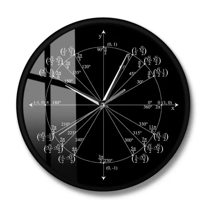 Horloge Murale Trigonométrie Pré-calcul Irritation Décor de Salle, Unité Cercle Enseignant de Mathématiques, Géométrie Radian Labeled Angles Valeurs