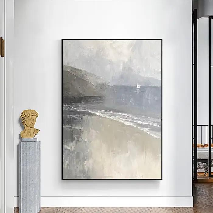 Peinture à l'huile sur toile grise jaune