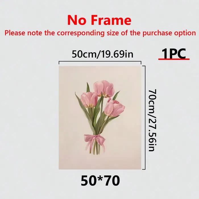 Toile d'art mural florale de tulipe rose avec cadre
