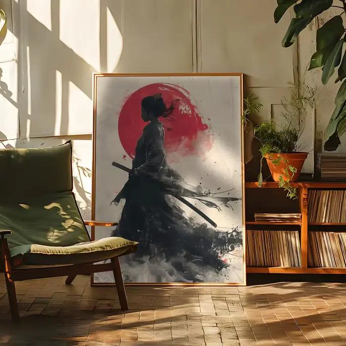 Peinture de géisha de samouraï japonais