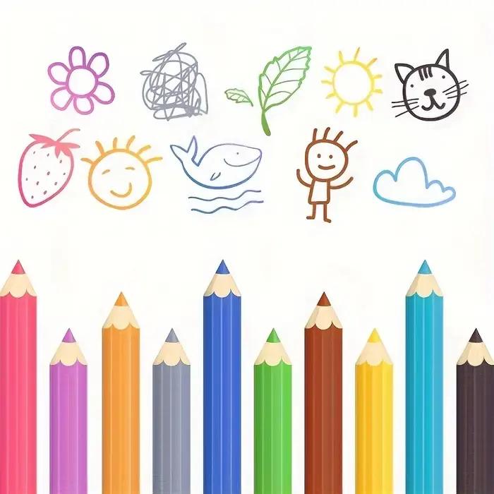 Autocollants muraux amusants en forme de crayons avec des motifs dessinés à la main