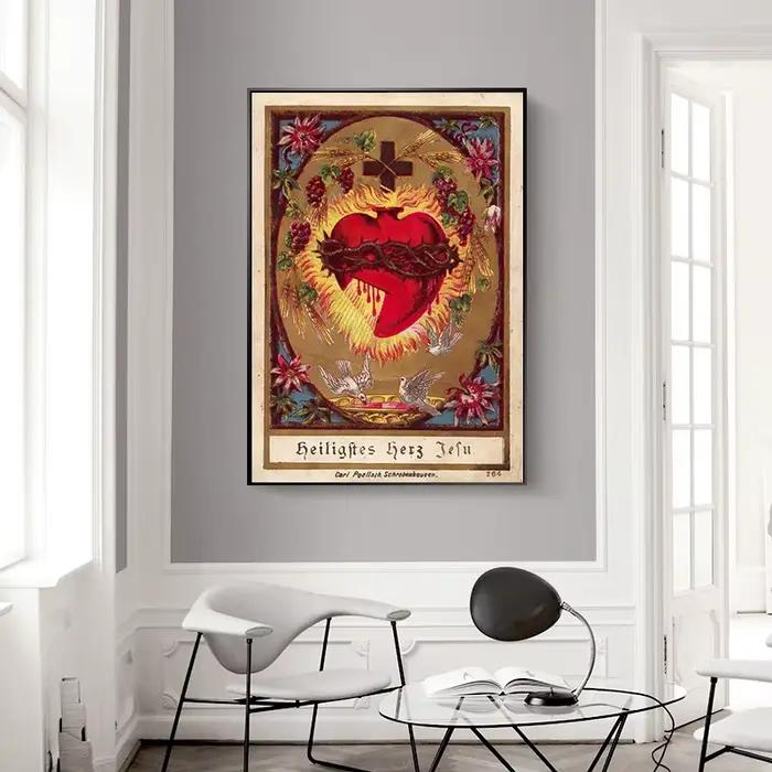 Toile de peinture du sacré cœur de jésus