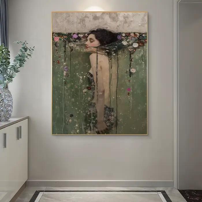 Mihail Zablodski travail Vintage pétales femme élégante dans l'eau Art affiches imprimer rêveur