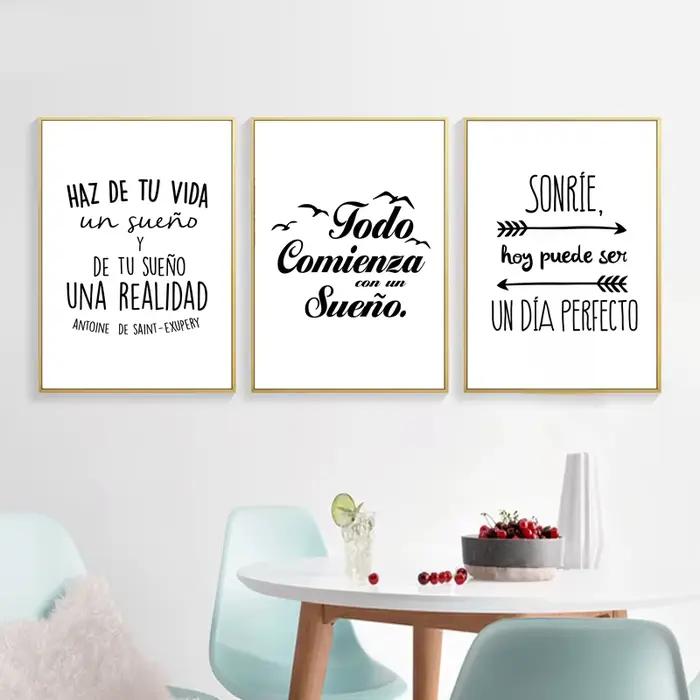 Toile imprimée et affiche avec citation positive espagnole