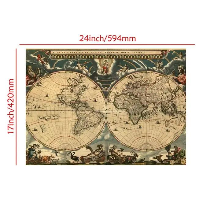 Carte du monde rétro format A2