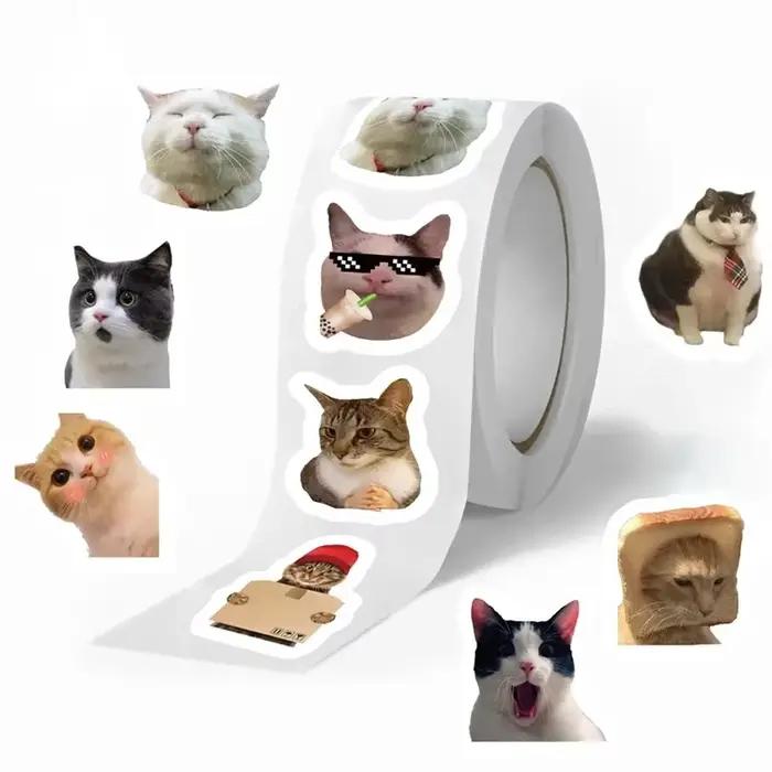 Étiquettes autocollantes en papier chat fou Kawaii