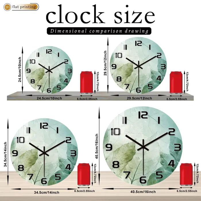 Horloge murale imprimée feuilles vertes fraîches – Motif botanique minimaliste