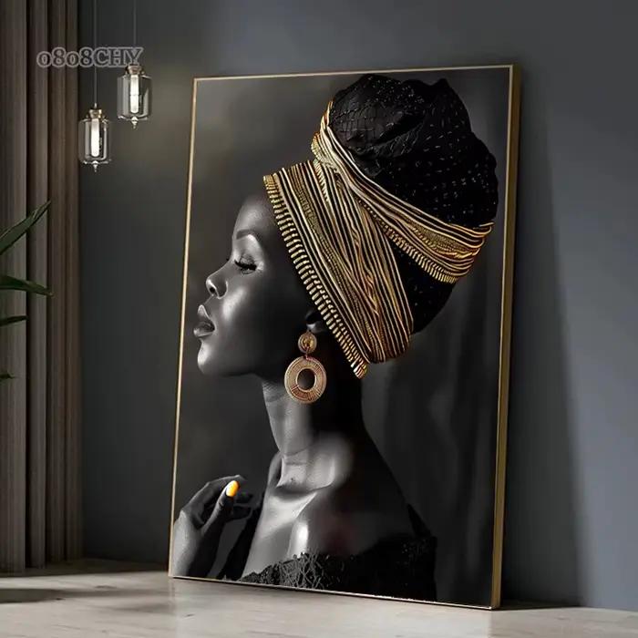 Femme africaine fleur toile impression affiches HD mur Art
