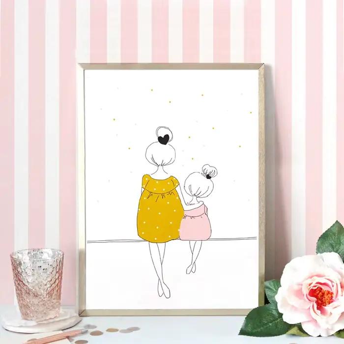 Peinture sur toile d'art mural de famille