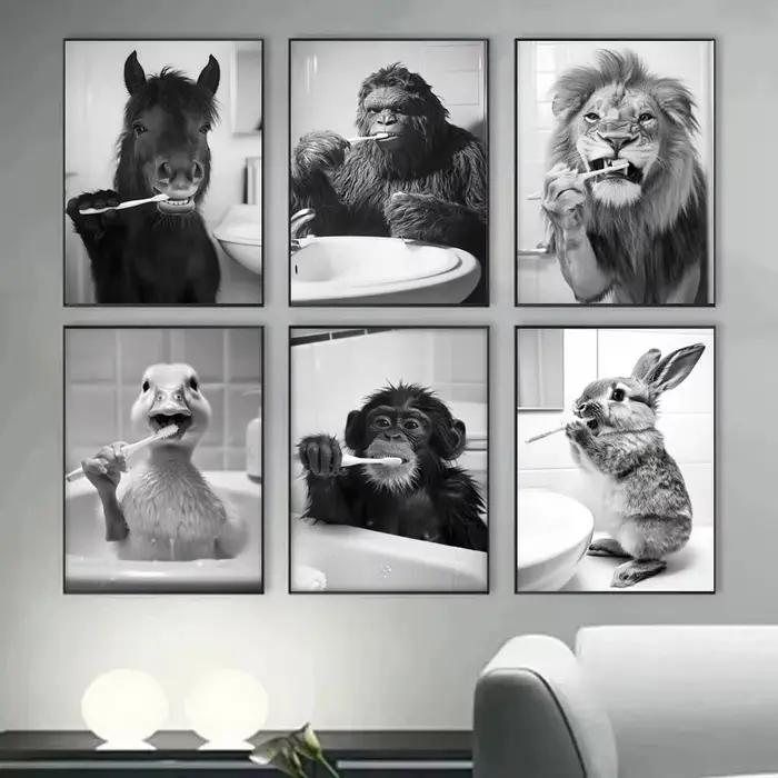 Affiche d'art Animal à brosser les dents