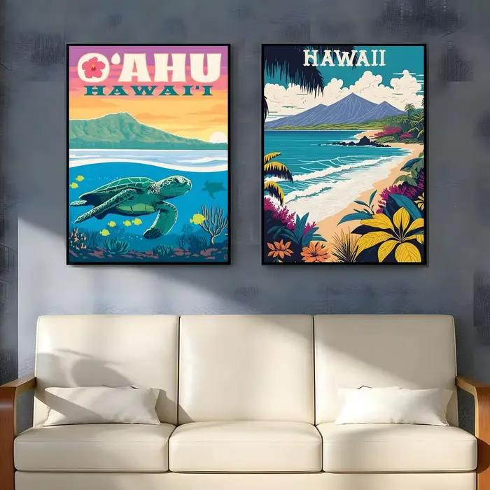 Affiche sur le thème des îles hawaïennes