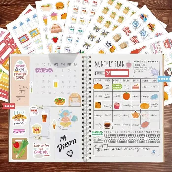 Autocollants de planification des aliments, papeterie de décoration, livre, nourriture quotidienne et Shopping pour plans, calendriers, Journal