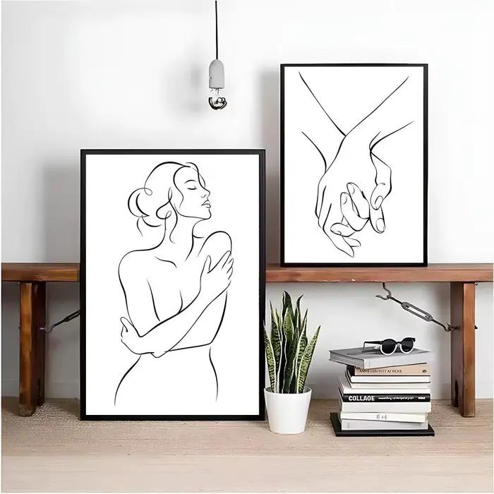 Affiche Murale sur Toile : Couple Amoureux Romantique en Étreinte