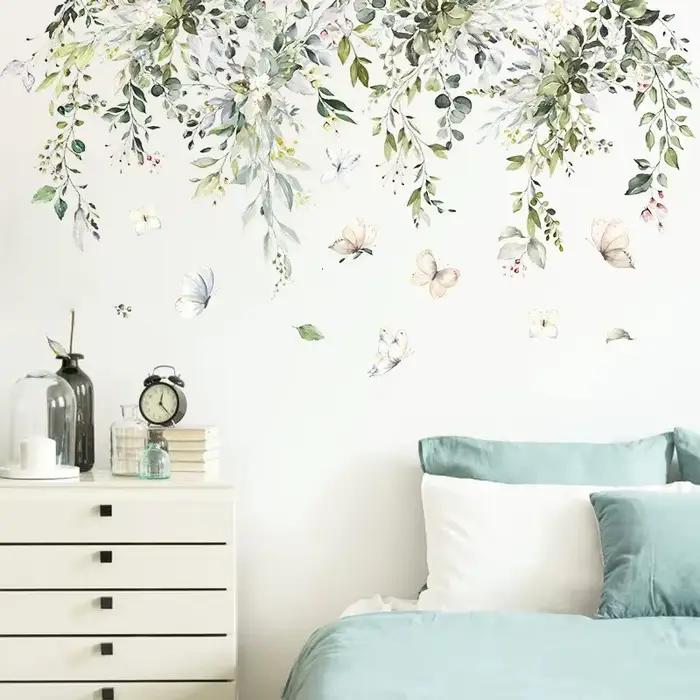 Autocollant Mural fleur plante verte