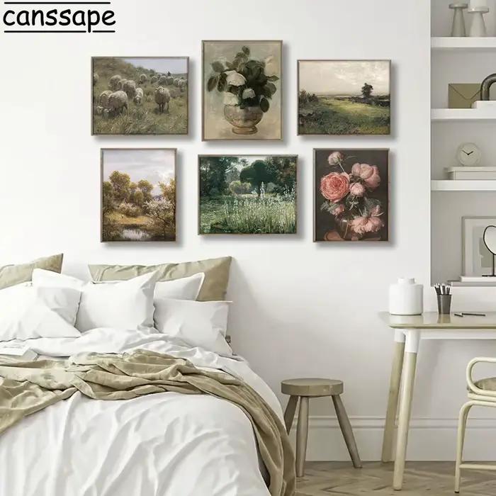 Paysage rural français Vintage Brook toile peinture