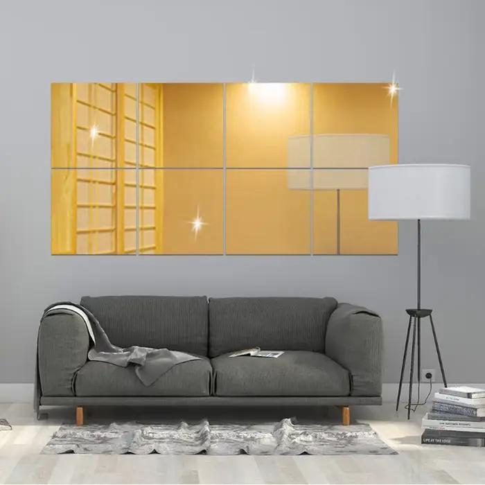 Autocollants muraux miroir acrylique carré 3D auto-adhésifs