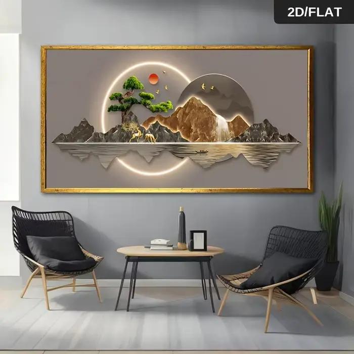 Une peinture à l'huile abstraite moderne - représentant un paysage paisible de pinus