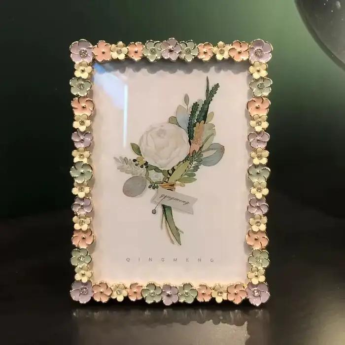 Cadre photo en métal haut de gamme, style japonais, fleur fraîche
