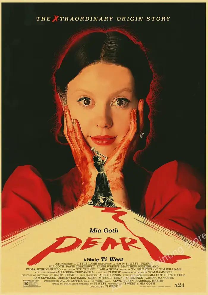 Affiches rétro en perles, Film d'horreur, imprimés en papier Kraft, X, Vintage, pour maison, chambre, café, cinéma, décoration murale artistique, peinture esthétique, 2022
