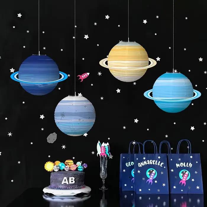Système solaire huit planètes anniversaire boule de papier Lampion suspendu galaxie lanternes espace thème
