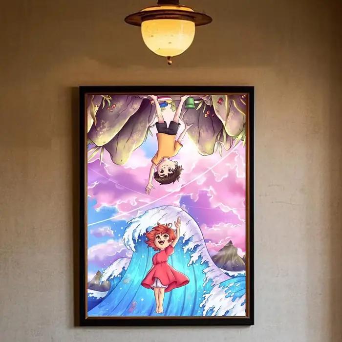 Affiche de film de dessin animé japonais p-ponyo