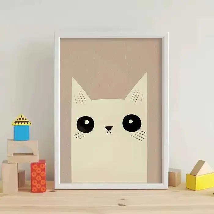 Affiche d'art minimaliste de chat mignon