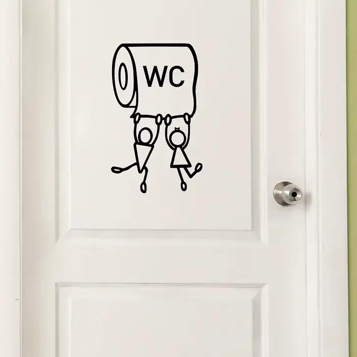 Autocollants de dessin animé « WC » - Art mural humoristique pour les toilettes