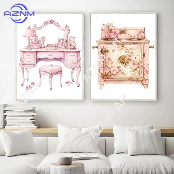 Affiche d'art sur toile rose