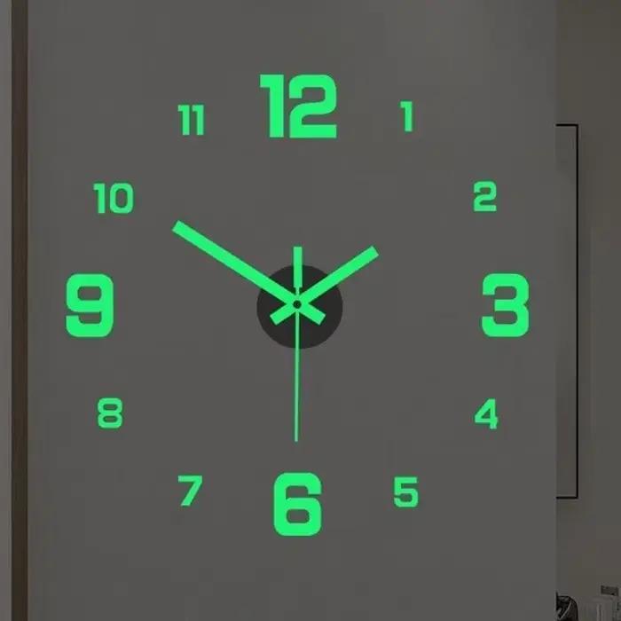 Horloge murale 3D lumineuse sans cadre