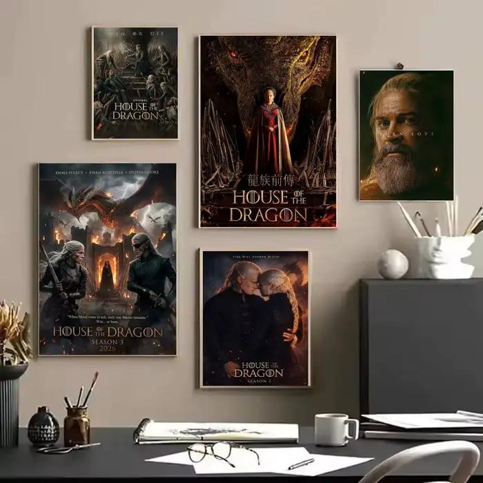 Affiche du film H-House of the Dragon, impressions d'art mural minimalistes modernes pour chambre à coucher, salon, décoration esthétique de la pièce, cadeau