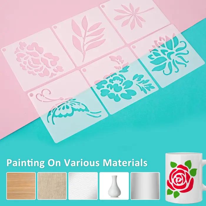 Ensemble de 60 pièces de modèles de peinture de plantes pour carte sur toile