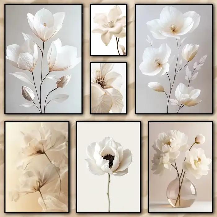 Peinture de fleurs de pivoine beige nordique sans cadre