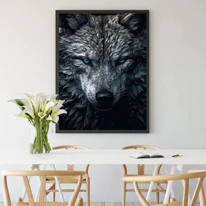 Toile de peinture de loup noir