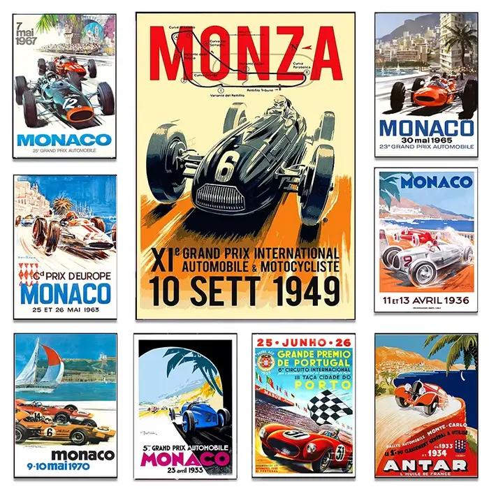 Affiche et impressions de course de voitures vintage Monaco