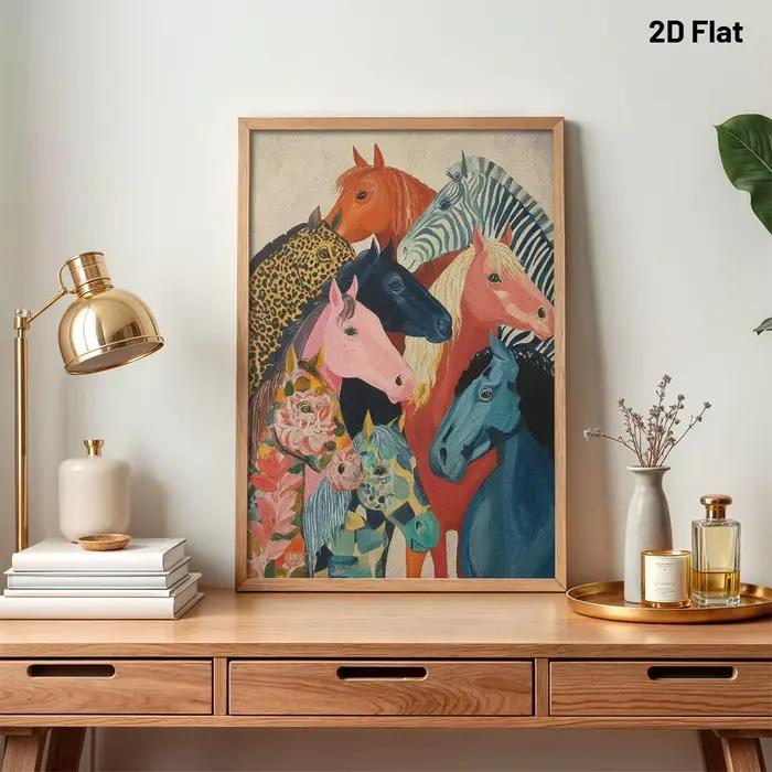 Affiches sur toile de chevaux fantastiques colorés, impressions d'art animal abstrait moderne, décoration murale pour salon et chambre, affiche décorative pour la maison