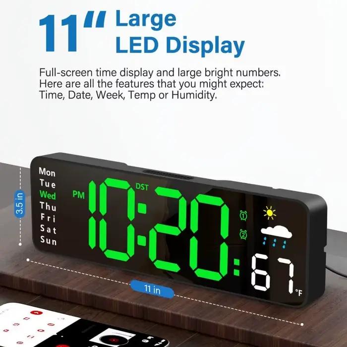 Grande horloge murale numérique avec télécommande