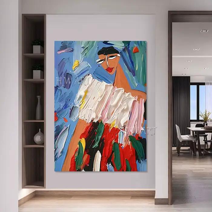 Mur de peintures à l'huile abstraites de femme