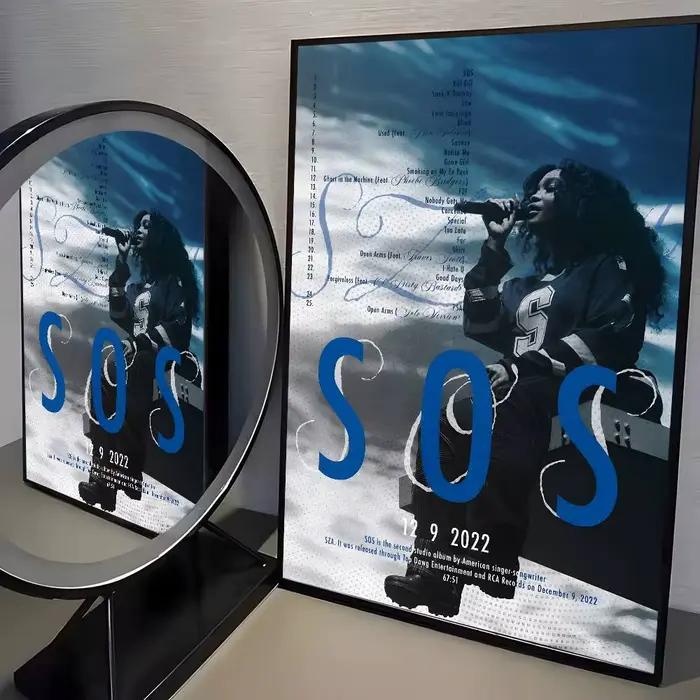 Affiche de l'album SINGER S-SZA soS, toile HD, papier d'impression esthétique avancé, décoration murale pour salon, décoration de la maison